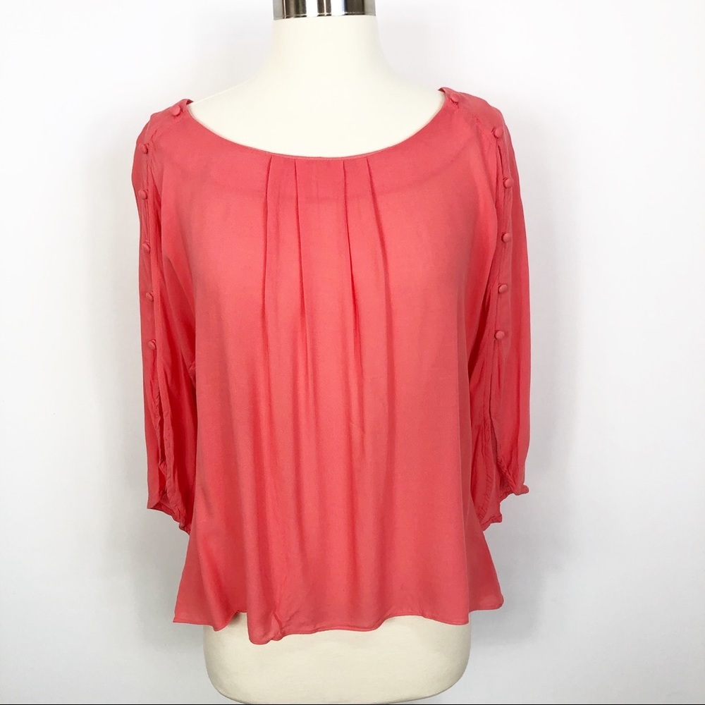 Anthropologie Maeve Coral Braxton Flutter Top XS